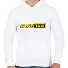 PRINTFASHION Fake Taxi - Férfi kapucnis pulóver - Fehér
