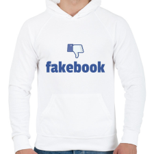 PRINTFASHION fakebook - Férfi kapucnis pulóver - Fehér férfi pulóver, kardigán