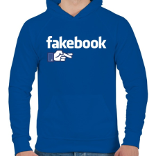 PRINTFASHION Fakebook - Férfi kapucnis pulóver - Királykék férfi pulóver, kardigán