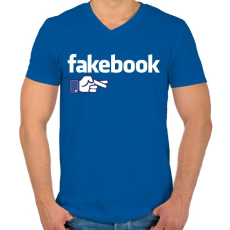 PRINTFASHION Fakebook - Férfi V-nyakú póló - Királykék