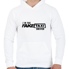 PRINTFASHION Faketaxi Driver - Férfi kapucnis pulóver - Fehér