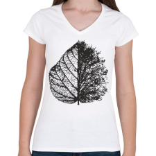 PRINTFASHION Falevél - Női V-nyakú póló - Fehér női póló