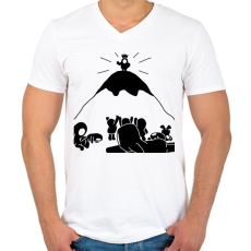 PRINTFASHION Fall Guys: Az utolsó ember - Férfi V-nyakú póló - Fehér