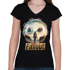 PRINTFASHION Fallout - Női V-nyakú póló - Fekete