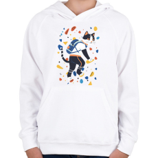 PRINTFASHION Falmászó macska - Gyerek kapucnis pulóver - Fehér