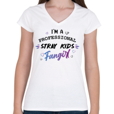 PRINTFASHION Fangirl - Stray Kids - Női V-nyakú póló - Fehér