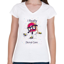 PRINTFASHION Fánk  - Női V-nyakú póló - Fehér női póló