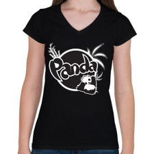 PRINTFASHION fanta panda - Női V-nyakú póló - Fekete női póló