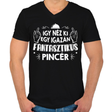 PRINTFASHION Fantasztikus pincér - Férfi V-nyakú póló - Fekete