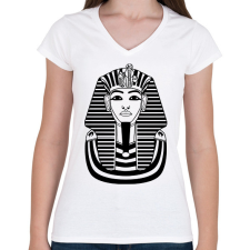 PRINTFASHION fáraó - Női V-nyakú póló - Fehér női póló
