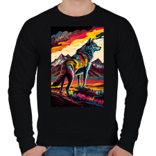 PRINTFASHION Farkas a hegyvidéken színes - Férfi pulóver - Fekete férfi pulóver, kardigán