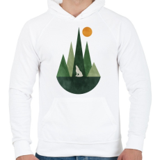 PRINTFASHION Farkas és a hegyek 4 - Férfi kapucnis pulóver - Fehér
