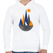 PRINTFASHION Farkas és hegyek 2 - Férfi kapucnis pulóver - Fehér férfi pulóver, kardigán