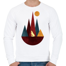 PRINTFASHION Farkas és hegyek 3 - Férfi pulóver - Fehér férfi pulóver, kardigán