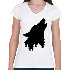 PRINTFASHION Farkas fej  - Női V-nyakú póló - Fehér