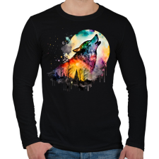 PRINTFASHION Farkas  - Férfi hosszú ujjú póló - Fekete férfi póló