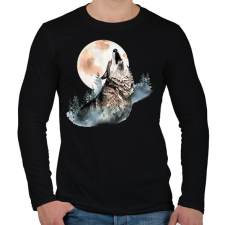 PRINTFASHION Farkas  - Férfi hosszú ujjú póló - Fekete férfi póló
