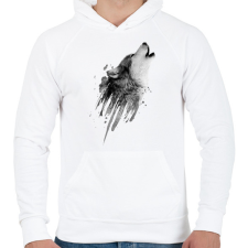 PRINTFASHION Farkas - Férfi kapucnis pulóver - Fehér férfi pulóver, kardigán