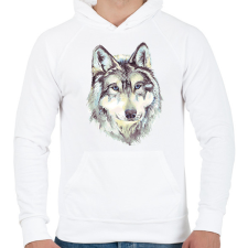 PRINTFASHION Farkas - Férfi kapucnis pulóver - Fehér férfi pulóver, kardigán