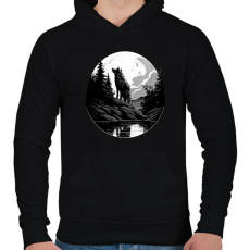 PRINTFASHION farkas - Férfi kapucnis pulóver - Fekete