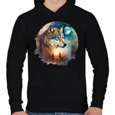 PRINTFASHION Farkas  - Férfi kapucnis pulóver - Fekete