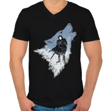 PRINTFASHION Farkas - Férfi V-nyakú póló - Fekete férfi póló