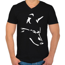 PRINTFASHION Farkas  - Férfi V-nyakú póló - Fekete férfi póló