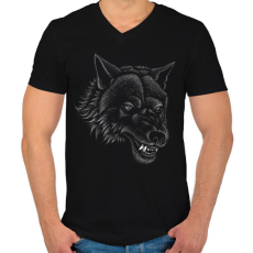 PRINTFASHION farkas - Férfi V-nyakú póló - Fekete