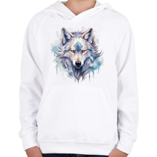 PRINTFASHION farkas - Gyerek kapucnis pulóver - Fehér gyerek pulóver, kardigán