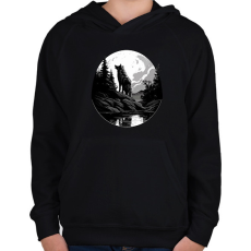 PRINTFASHION farkas - Gyerek kapucnis pulóver - Fekete