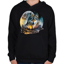 PRINTFASHION Farkas  - Gyerek kapucnis pulóver - Fekete gyerek pulóver, kardigán