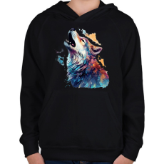 PRINTFASHION farkas - Gyerek kapucnis pulóver - Fekete