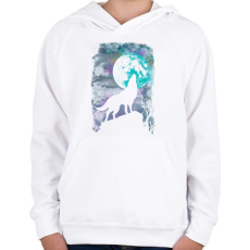 PRINTFASHION Farkas holdfényben - Gyerek kapucnis pulóver - Fehér