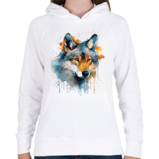 PRINTFASHION farkas - Női kapucnis pulóver - Fehér női pulóver, kardigán