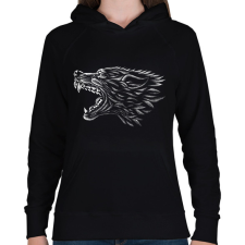 PRINTFASHION farkas - Női kapucnis pulóver - Fekete női pulóver, kardigán