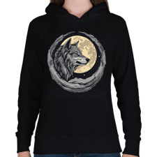 PRINTFASHION Farkas - Női kapucnis pulóver - Fekete női pulóver, kardigán