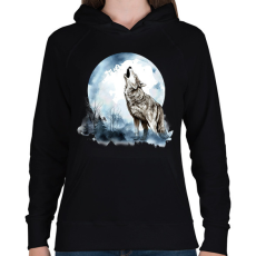 PRINTFASHION Farkas  - Női kapucnis pulóver - Fekete