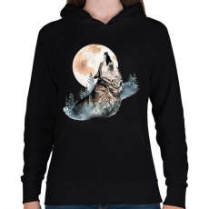 PRINTFASHION Farkas  - Női kapucnis pulóver - Fekete