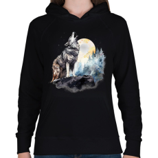 PRINTFASHION Farkas  - Női kapucnis pulóver - Fekete