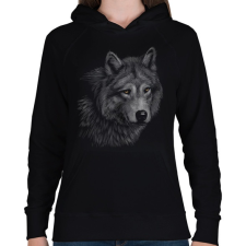 PRINTFASHION Farkas portré - Női kapucnis pulóver - Fekete női pulóver, kardigán