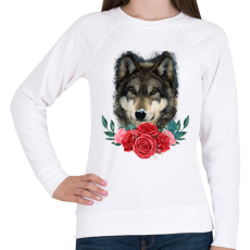 PRINTFASHION Farkas rózsával - Női pulóver - Fehér