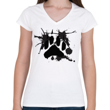 PRINTFASHION Farkas talp - Női V-nyakú póló - Fehér női póló