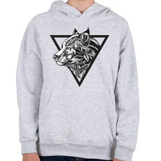 PRINTFASHION Farkas tetoválás - Gyerek kapucnis pulóver - Sport szürke