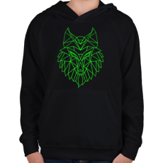 PRINTFASHION Farkas vektor - Gyerek kapucnis pulóver - Fekete