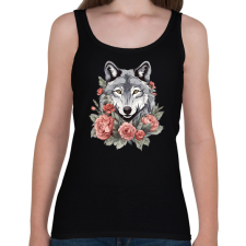 PRINTFASHION farkas virágokkal #2 - Női atléta - Fekete női trikó