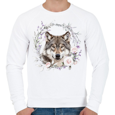 PRINTFASHION farkas virágokkal - Férfi pulóver - Fehér férfi pulóver, kardigán