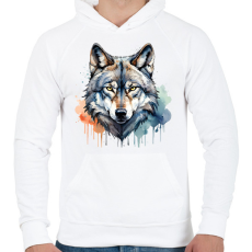 PRINTFASHION farkas vízfesték - Férfi kapucnis pulóver - Fehér