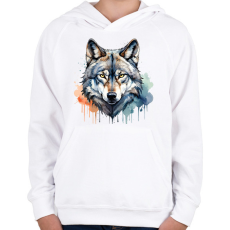 PRINTFASHION farkas vízfesték - Gyerek kapucnis pulóver - Fehér