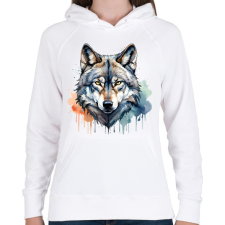 PRINTFASHION farkas vízfesték - Női kapucnis pulóver - Fehér női pulóver, kardigán