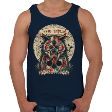 PRINTFASHION Farkaskoponya - Férfi atléta - Sötétkék